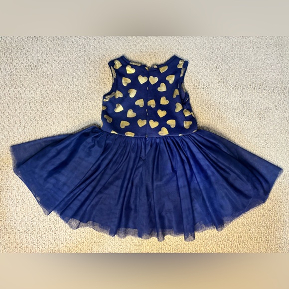 Girls Navy Blue and Gold Embellished Ruffled Formal Dress. Christmas Dress 4t - Picture 4 of 4